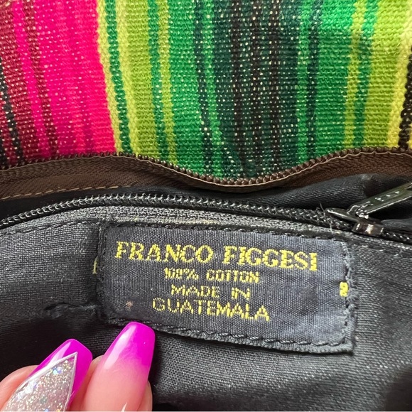 Franco Figgesi Bohemian Pink Multi Colored Guatemalan Purse Bag Vegan Leather - Picture 3 of 16